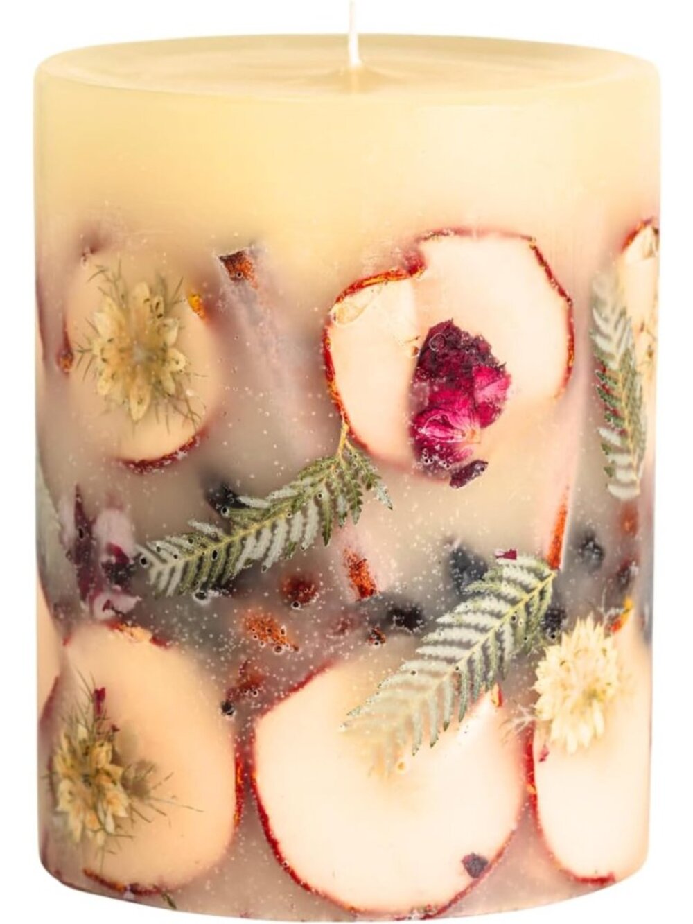 Large Round Botanical Candle - Spicy Apple, 200-Hour Burn, Aromatherapy, Elegant